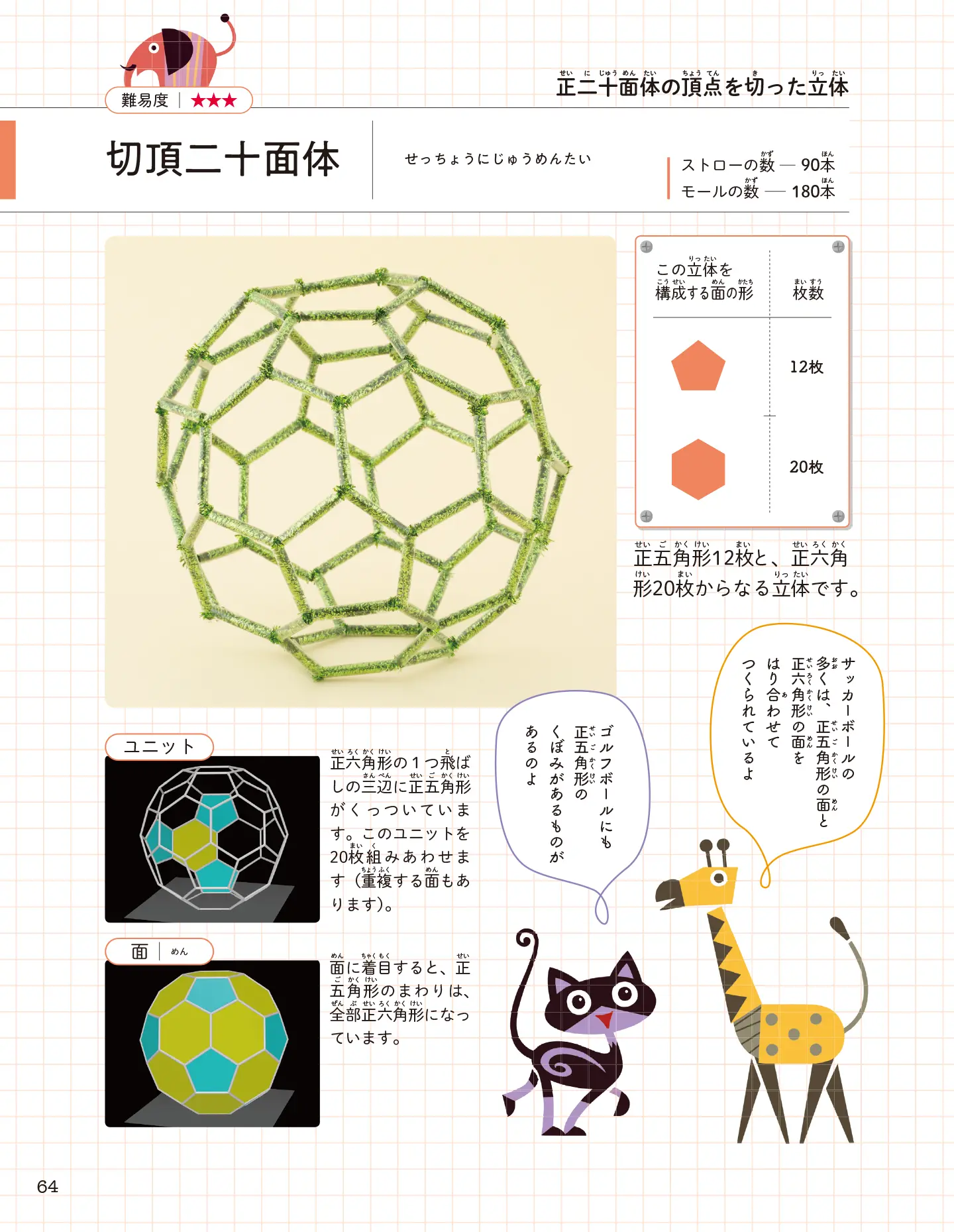 ストローとモールでつくる幾何学オブジェ 100均グッズで学ぶ多面体 サンプル