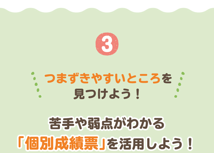 日々の学習に活用して、算数力をアップしよう！苦手や弱点がわかる「個別成績表」が発行されます！